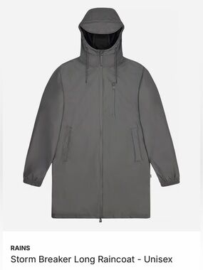 RAINS Storm Breaker Long Raincoat Unisex - Gray in S BNWT